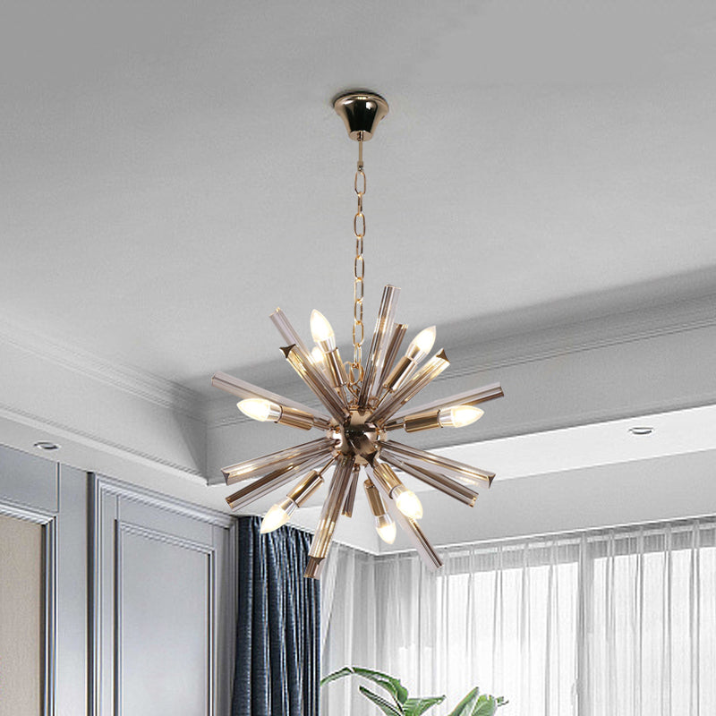 Modernism Starburst Chandelier Pendant Light Crystal 9/16 Lights Hanging Ceiling Light in Grey Clearhalo 'Ceiling Lights' 'Chandeliers' 'Modern Chandeliers' 'Modern' Lighting' 600136