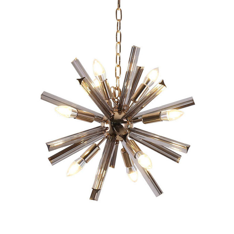 Modernism Starburst Chandelier Pendant Light Crystal 9/16 Lights Hanging Ceiling Light in Grey Clearhalo 'Ceiling Lights' 'Chandeliers' 'Modern Chandeliers' 'Modern' Lighting' 600137