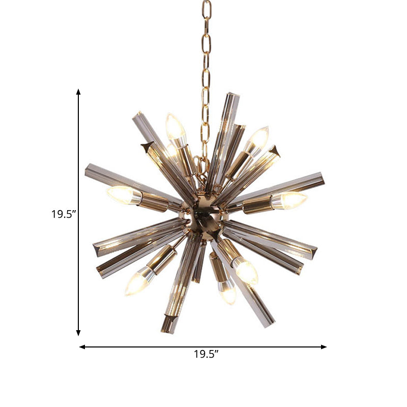 Modernism Starburst Chandelier Pendant Light Crystal 9/16 Lights Hanging Ceiling Light in Grey Clearhalo 'Ceiling Lights' 'Chandeliers' 'Modern Chandeliers' 'Modern' Lighting' 600138