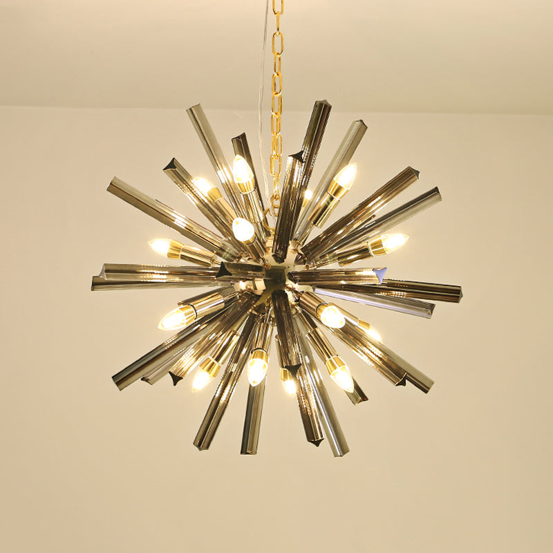 Modernism Starburst Chandelier Pendant Light Crystal 9/16 Lights Hanging Ceiling Light in Grey Clearhalo 'Ceiling Lights' 'Chandeliers' 'Modern Chandeliers' 'Modern' Lighting' 600141