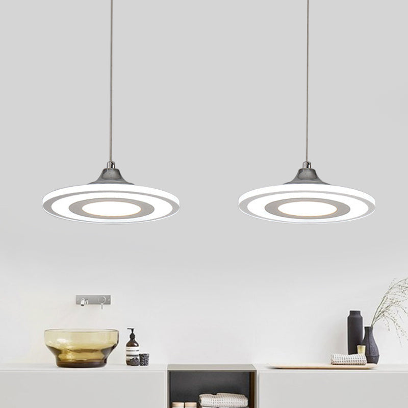 Circle Dining Room Island Ceiling Pendant Acrylic 2/3-Head LED Minimalist Hanging Lamp Kit in Warm/White Light 2 White Clearhalo 'Ceiling Lights' 'Modern Pendants' 'Modern' 'Pendant Lights' 'Pendants' Lighting' 600149