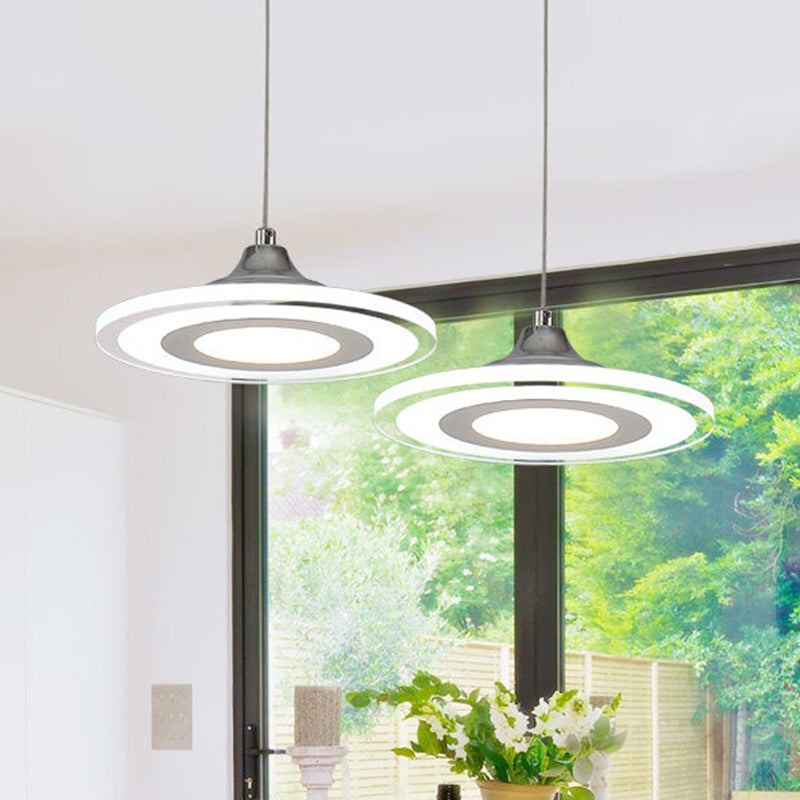 Circle Dining Room Island Ceiling Pendant Acrylic 2/3-Head LED Minimalist Hanging Lamp Kit in Warm/White Light Clearhalo 'Ceiling Lights' 'Modern Pendants' 'Modern' 'Pendant Lights' 'Pendants' Lighting' 600150