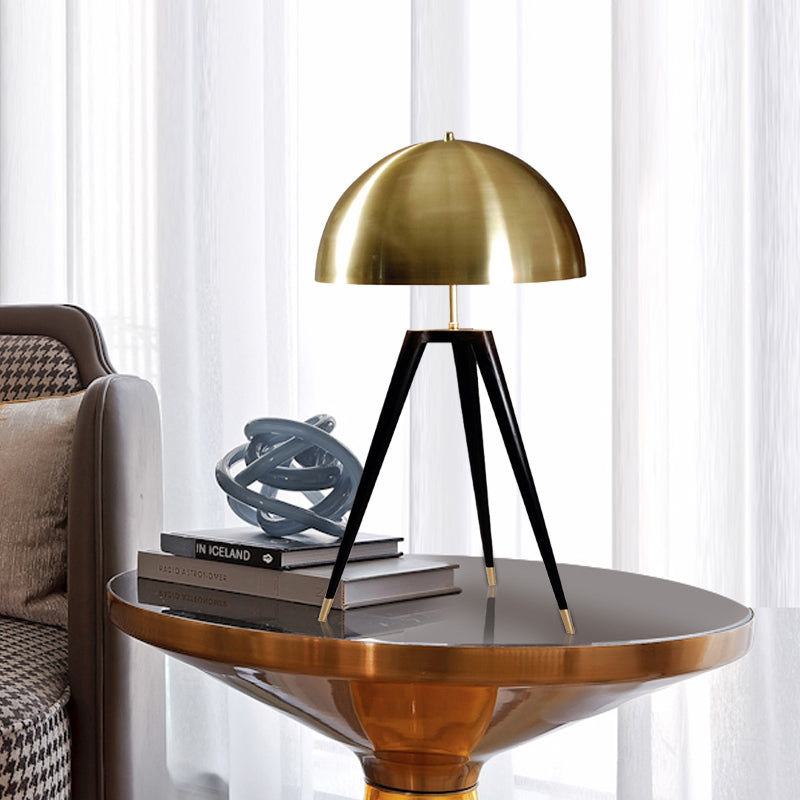 Gold Finish Dome Table Lamp Contemporary 1 Light Metallic Table Light with Tripod for Living Room Clearhalo 'Lamps' 'Table Lamps' Lighting' 600160