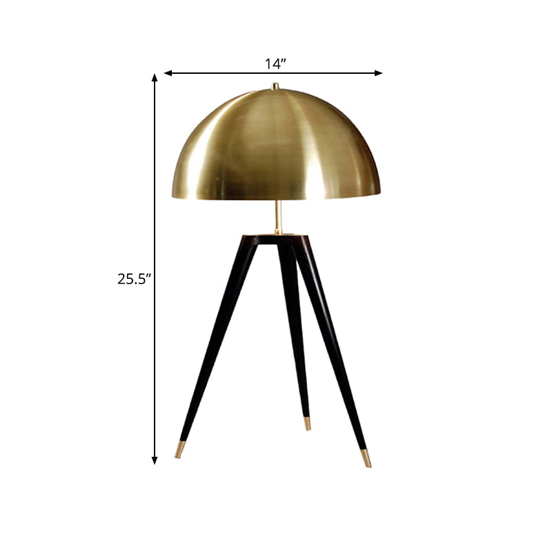 Gold Finish Dome Table Lamp Contemporary 1 Light Metallic Table Light with Tripod for Living Room Clearhalo 'Lamps' 'Table Lamps' Lighting' 600163