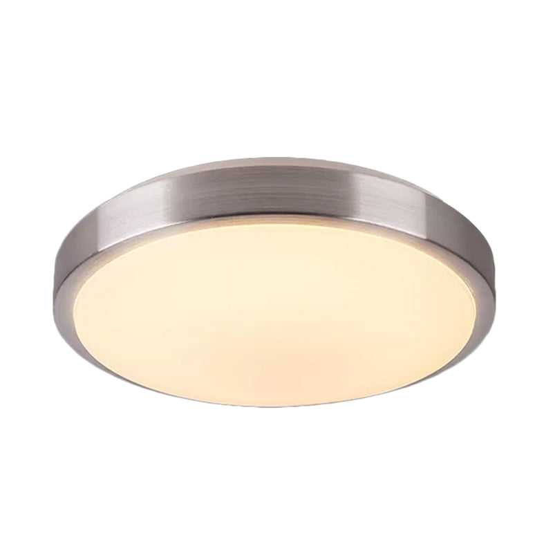 Aluminum Round Flush Light with Acrylic Diffuser Modern Warm/White Light LED Balcony Ceiling Mounted Light in Silver, 8"/11.5" Dia Clearhalo 'Ceiling Lights' 'Close To Ceiling Lights' 'Close to ceiling' 'Flush mount' Lighting' 600208