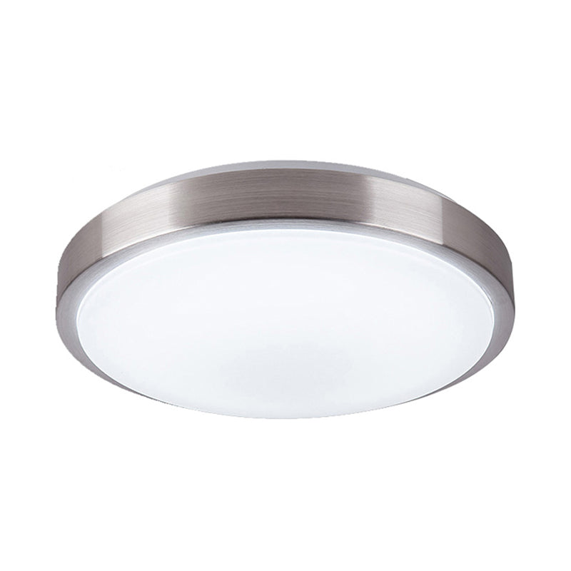 Aluminum Round Flush Light with Acrylic Diffuser Modern Warm/White Light LED Balcony Ceiling Mounted Light in Silver, 8"/11.5" Dia Clearhalo 'Ceiling Lights' 'Close To Ceiling Lights' 'Close to ceiling' 'Flush mount' Lighting' 600209