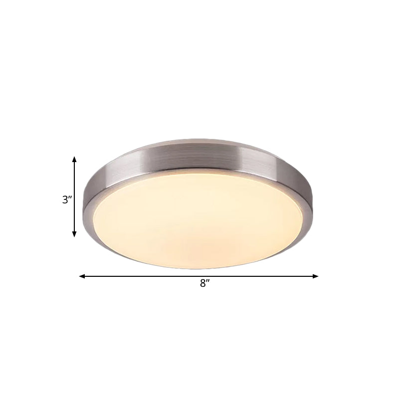 Aluminum Round Flush Light with Acrylic Diffuser Modern Warm/White Light LED Balcony Ceiling Mounted Light in Silver, 8"/11.5" Dia Clearhalo 'Ceiling Lights' 'Close To Ceiling Lights' 'Close to ceiling' 'Flush mount' Lighting' 600210