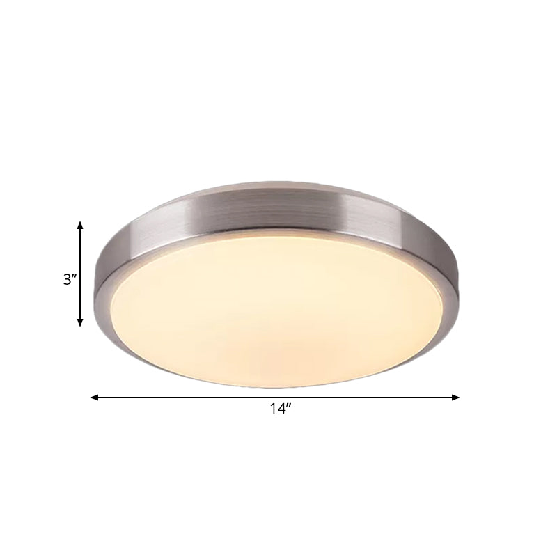 Aluminum Round Flush Light with Acrylic Diffuser Modern Warm/White Light LED Balcony Ceiling Mounted Light in Silver, 8"/11.5" Dia Clearhalo 'Ceiling Lights' 'Close To Ceiling Lights' 'Close to ceiling' 'Flush mount' Lighting' 600212