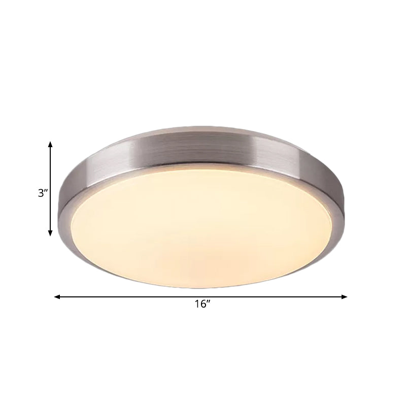 Aluminum Round Flush Light with Acrylic Diffuser Modern Warm/White Light LED Balcony Ceiling Mounted Light in Silver, 8"/11.5" Dia Clearhalo 'Ceiling Lights' 'Close To Ceiling Lights' 'Close to ceiling' 'Flush mount' Lighting' 600213