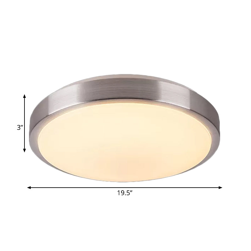 Aluminum Round Flush Light with Acrylic Diffuser Modern Warm/White Light LED Balcony Ceiling Mounted Light in Silver, 8"/11.5" Dia Clearhalo 'Ceiling Lights' 'Close To Ceiling Lights' 'Close to ceiling' 'Flush mount' Lighting' 600214