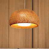 Bamboo Double-Decker Domed Hanging Lamp Rustic 1 Light Suspended Light for Restaurant Dining Room Clearhalo 'Ceiling Lights' 'Pendant Lights' 'Pendants' Lighting' 600376