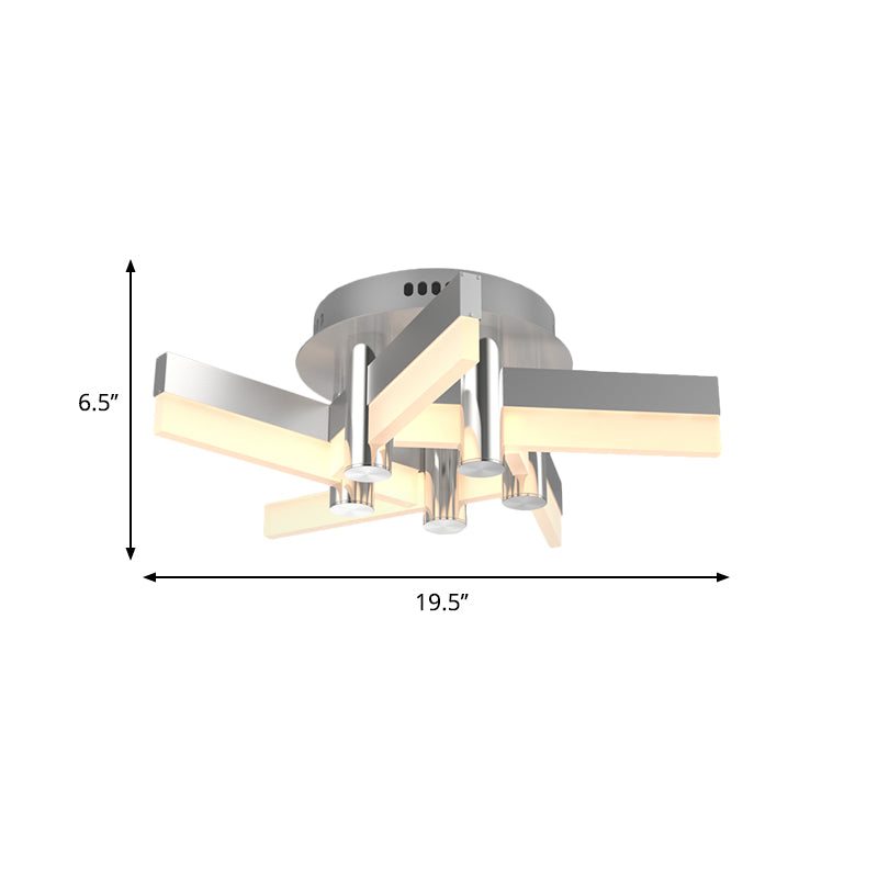 5/6 Lights Indoor Semi Mount Lighting with Sputnik Acrylic Shade Modern Silver Finish Ceiling Light Fixture Clearhalo 'Ceiling Lights' 'Close To Ceiling Lights' 'Close to ceiling' 'Semi-flushmount' Lighting' 600386