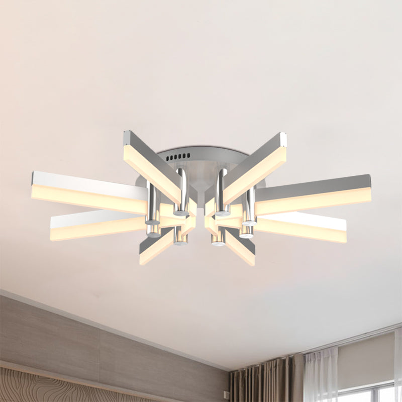 5/6 Lights Indoor Semi Mount Lighting with Sputnik Acrylic Shade Modern Silver Finish Ceiling Light Fixture 8 Silver A Clearhalo 'Ceiling Lights' 'Close To Ceiling Lights' 'Close to ceiling' 'Semi-flushmount' Lighting' 600392