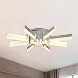 5/6 Lights Indoor Semi Mount Lighting with Sputnik Acrylic Shade Modern Silver Finish Ceiling Light Fixture 8 Silver A Clearhalo 'Ceiling Lights' 'Close To Ceiling Lights' 'Close to ceiling' 'Semi-flushmount' Lighting' 600392