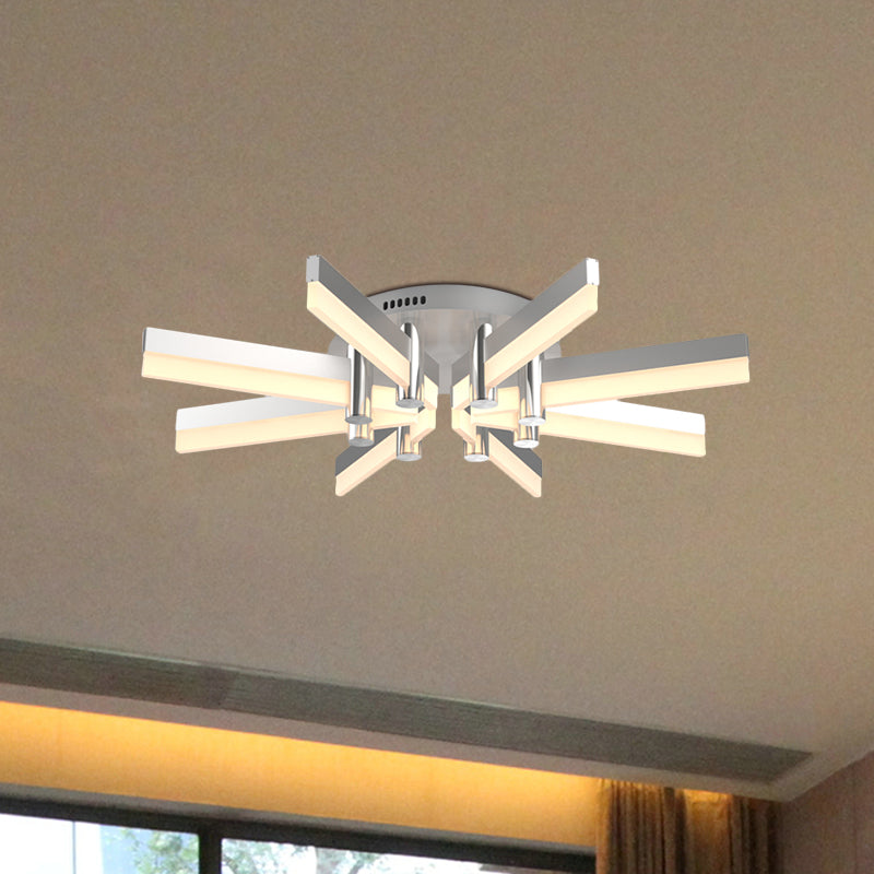 5/6 Lights Indoor Semi Mount Lighting with Sputnik Acrylic Shade Modern Silver Finish Ceiling Light Fixture Clearhalo 'Ceiling Lights' 'Close To Ceiling Lights' 'Close to ceiling' 'Semi-flushmount' Lighting' 600393