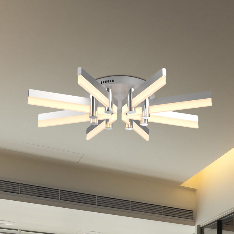 5/6 Lights Indoor Semi Mount Lighting with Sputnik Acrylic Shade Modern Silver Finish Ceiling Light Fixture Clearhalo 'Ceiling Lights' 'Close To Ceiling Lights' 'Close to ceiling' 'Semi-flushmount' Lighting' 600394