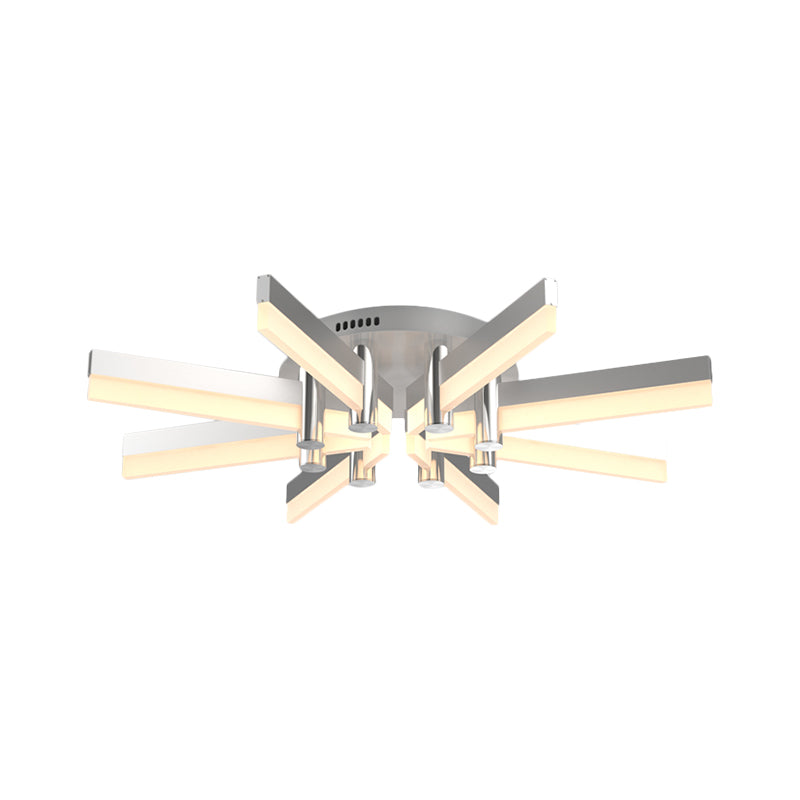 5/6 Lights Indoor Semi Mount Lighting with Sputnik Acrylic Shade Modern Silver Finish Ceiling Light Fixture Clearhalo 'Ceiling Lights' 'Close To Ceiling Lights' 'Close to ceiling' 'Semi-flushmount' Lighting' 600395