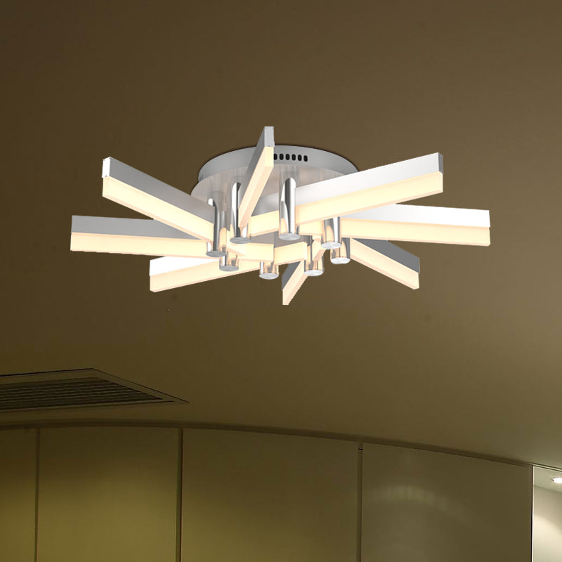 5/6 Lights Indoor Semi Mount Lighting with Sputnik Acrylic Shade Modern Silver Finish Ceiling Light Fixture Clearhalo 'Ceiling Lights' 'Close To Ceiling Lights' 'Close to ceiling' 'Semi-flushmount' Lighting' 600398