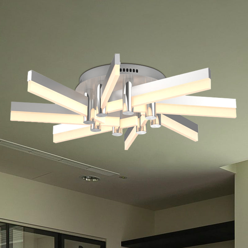 5/6 Lights Indoor Semi Mount Lighting with Sputnik Acrylic Shade Modern Silver Finish Ceiling Light Fixture Clearhalo 'Ceiling Lights' 'Close To Ceiling Lights' 'Close to ceiling' 'Semi-flushmount' Lighting' 600399