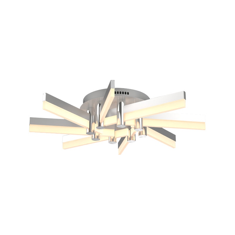 5/6 Lights Indoor Semi Mount Lighting with Sputnik Acrylic Shade Modern Silver Finish Ceiling Light Fixture Clearhalo 'Ceiling Lights' 'Close To Ceiling Lights' 'Close to ceiling' 'Semi-flushmount' Lighting' 600400