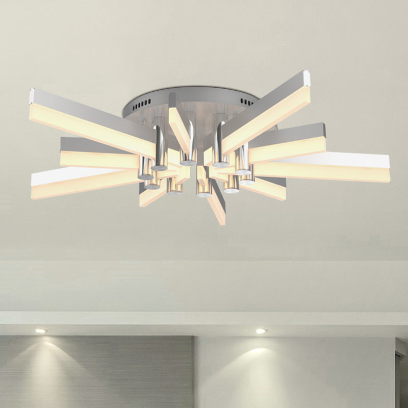 5/6 Lights Indoor Semi Mount Lighting with Sputnik Acrylic Shade Modern Silver Finish Ceiling Light Fixture 10 Silver A Clearhalo 'Ceiling Lights' 'Close To Ceiling Lights' 'Close to ceiling' 'Semi-flushmount' Lighting' 600407