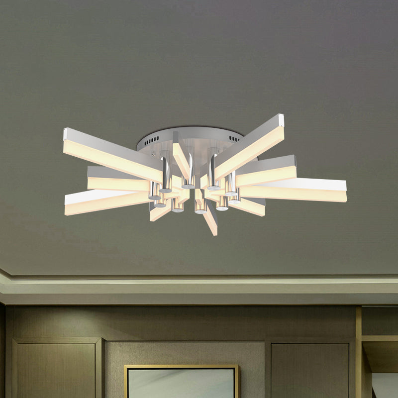 5/6 Lights Indoor Semi Mount Lighting with Sputnik Acrylic Shade Modern Silver Finish Ceiling Light Fixture Clearhalo 'Ceiling Lights' 'Close To Ceiling Lights' 'Close to ceiling' 'Semi-flushmount' Lighting' 600408