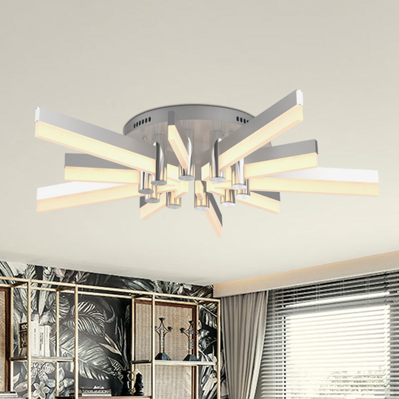 5/6 Lights Indoor Semi Mount Lighting with Sputnik Acrylic Shade Modern Silver Finish Ceiling Light Fixture Clearhalo 'Ceiling Lights' 'Close To Ceiling Lights' 'Close to ceiling' 'Semi-flushmount' Lighting' 600409