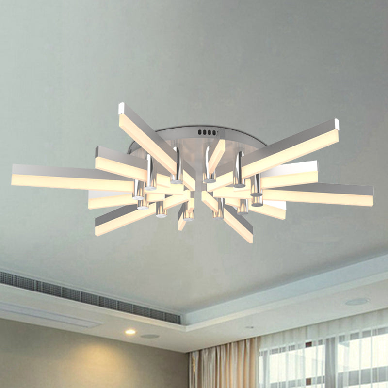 5/6 Lights Indoor Semi Mount Lighting with Sputnik Acrylic Shade Modern Silver Finish Ceiling Light Fixture 12 Silver A Clearhalo 'Ceiling Lights' 'Close To Ceiling Lights' 'Close to ceiling' 'Semi-flushmount' Lighting' 600412