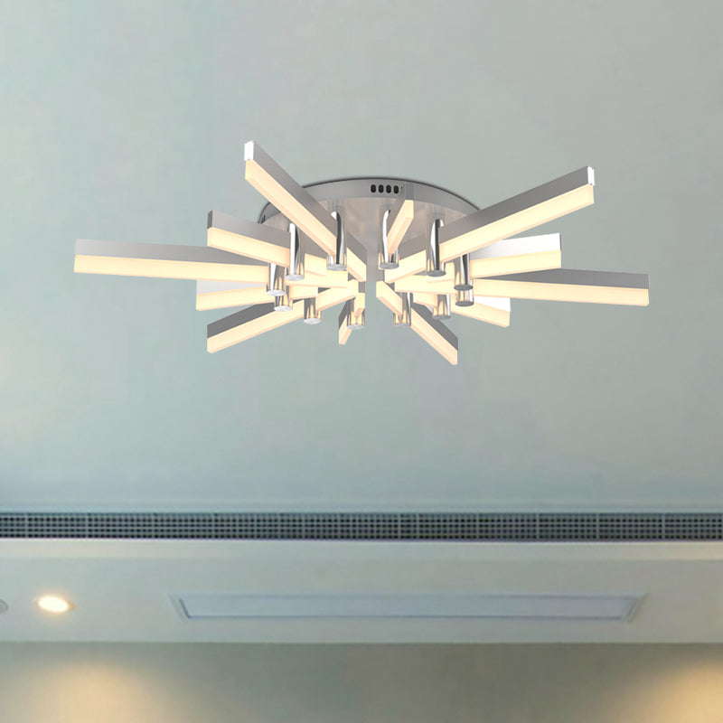 5/6 Lights Indoor Semi Mount Lighting with Sputnik Acrylic Shade Modern Silver Finish Ceiling Light Fixture Clearhalo 'Ceiling Lights' 'Close To Ceiling Lights' 'Close to ceiling' 'Semi-flushmount' Lighting' 600413