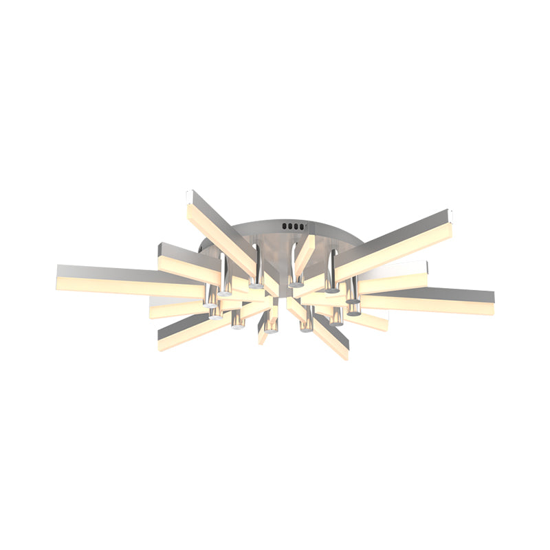 5/6 Lights Indoor Semi Mount Lighting with Sputnik Acrylic Shade Modern Silver Finish Ceiling Light Fixture Clearhalo 'Ceiling Lights' 'Close To Ceiling Lights' 'Close to ceiling' 'Semi-flushmount' Lighting' 600415