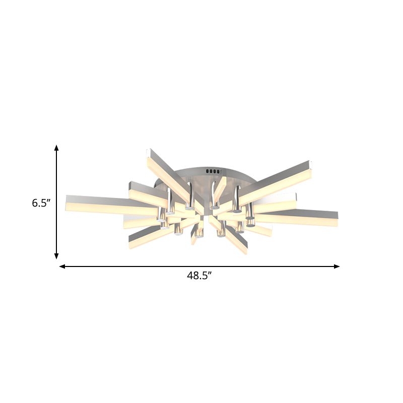 5/6 Lights Indoor Semi Mount Lighting with Sputnik Acrylic Shade Modern Silver Finish Ceiling Light Fixture Clearhalo 'Ceiling Lights' 'Close To Ceiling Lights' 'Close to ceiling' 'Semi-flushmount' Lighting' 600416