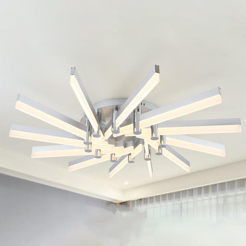 5/6 Lights Indoor Semi Mount Lighting with Sputnik Acrylic Shade Modern Silver Finish Ceiling Light Fixture 12 Silver B Clearhalo 'Ceiling Lights' 'Close To Ceiling Lights' 'Close to ceiling' 'Semi-flushmount' Lighting' 600417