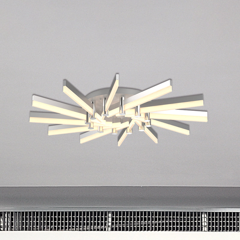 5/6 Lights Indoor Semi Mount Lighting with Sputnik Acrylic Shade Modern Silver Finish Ceiling Light Fixture Clearhalo 'Ceiling Lights' 'Close To Ceiling Lights' 'Close to ceiling' 'Semi-flushmount' Lighting' 600419