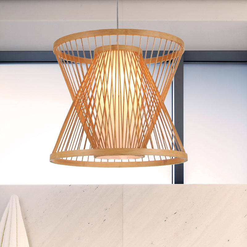 Bamboo Lantern Restaurant Hanging Lamp Asian Single Pendant Light with Paper Shade Inside Clearhalo 'Ceiling Lights' 'Pendant Lights' 'Pendants' Lighting' 600423