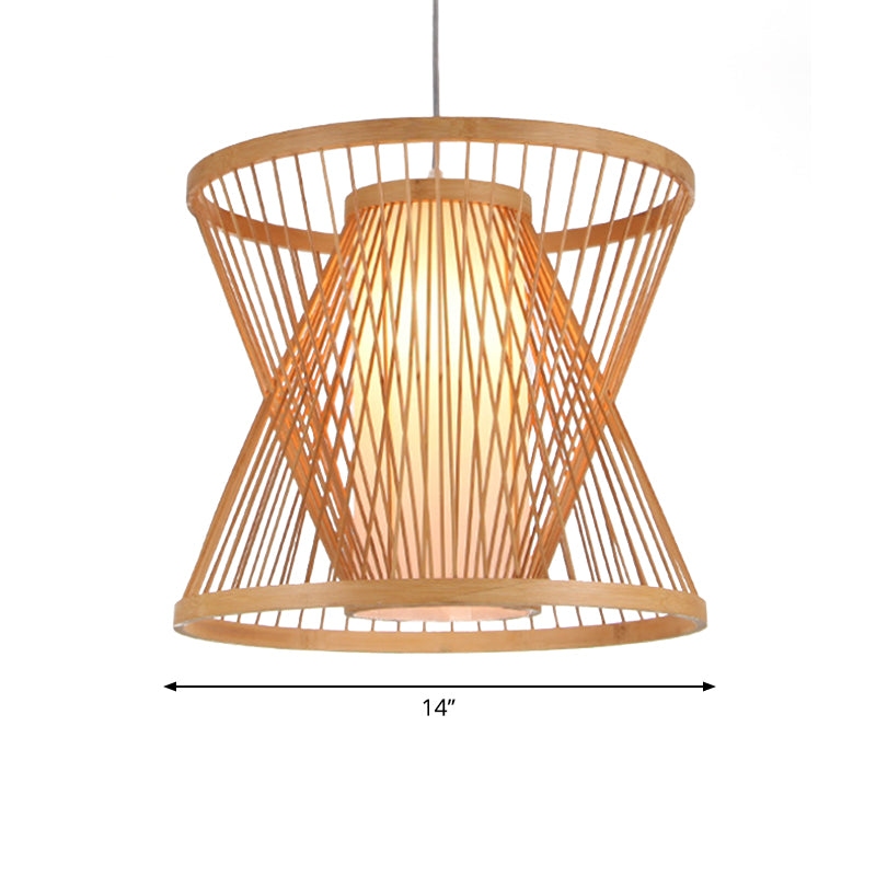 Bamboo Lantern Restaurant Hanging Lamp Asian Single Pendant Light with Paper Shade Inside Clearhalo 'Ceiling Lights' 'Pendant Lights' 'Pendants' Lighting' 600426