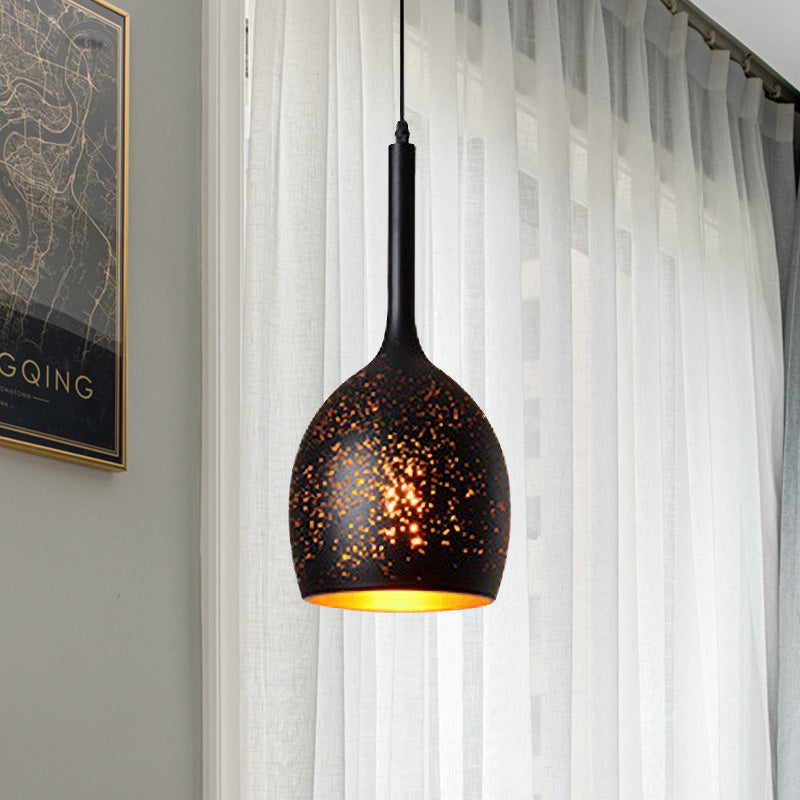 Black Cone/Bowl Pendant Light Antique Style Metal 1 Light Indoor Hanging Lamp with Pierced Design Black Bottle Clearhalo 'Ceiling Lights' 'Modern Pendants' 'Modern' 'Pendant Lights' 'Pendants' Lighting' 600430