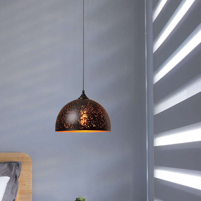 Black Cone/Bowl Pendant Light Antique Style Metal 1 Light Indoor Hanging Lamp with Pierced Design Clearhalo 'Ceiling Lights' 'Modern Pendants' 'Modern' 'Pendant Lights' 'Pendants' Lighting' 600452