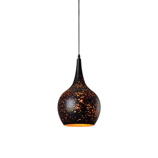 Black Cone/Bowl Pendant Light Antique Style Metal 1 Light Indoor Hanging Lamp with Pierced Design Clearhalo 'Ceiling Lights' 'Modern Pendants' 'Modern' 'Pendant Lights' 'Pendants' Lighting' 600457