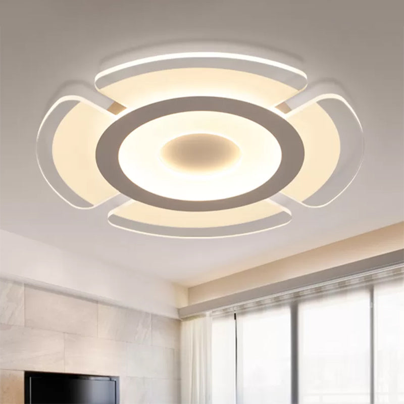 8"/16.5"/20.5" Wide Simple Floral Acrylic Flush Ceiling Light LED Flush Mount Lamp in Warm/White Light White Clearhalo 'Ceiling Lights' 'Close To Ceiling Lights' 'Close to ceiling' 'Flush mount' Lighting' 600467