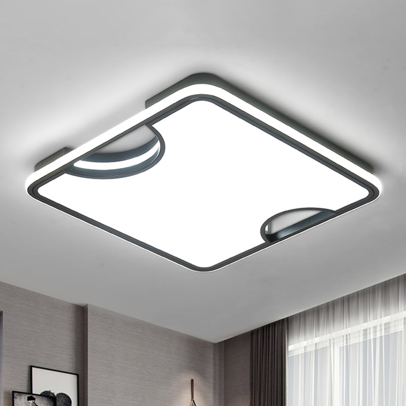 Simple Style Squared Ceiling Flush Light Warm/White Lighting LED Acrylic Flush Mount Lamp in Black for Living Room Black Clearhalo 'Ceiling Lights' 'Close To Ceiling Lights' 'Close to ceiling' 'Flush mount' Lighting' 600598