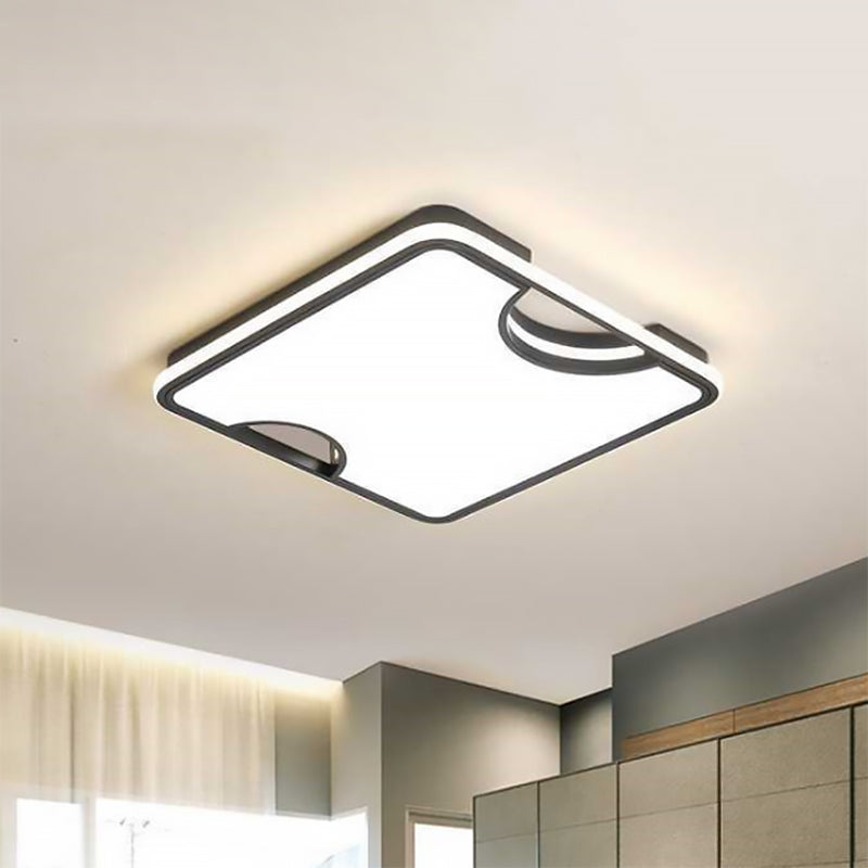 Simple Style Squared Ceiling Flush Light Warm/White Lighting LED Acrylic Flush Mount Lamp in Black for Living Room Clearhalo 'Ceiling Lights' 'Close To Ceiling Lights' 'Close to ceiling' 'Flush mount' Lighting' 600599