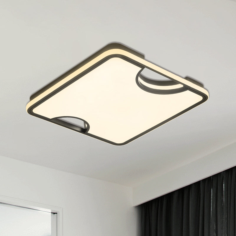 Simple Style Squared Ceiling Flush Light Warm/White Lighting LED Acrylic Flush Mount Lamp in Black for Living Room Clearhalo 'Ceiling Lights' 'Close To Ceiling Lights' 'Close to ceiling' 'Flush mount' Lighting' 600600