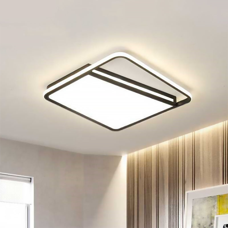 Acrylic Square Shade Flush Mount Light Modern Stylish Warm/White Lighting LED Bedroom Ceiling Light Fixture in Black Clearhalo 'Ceiling Lights' 'Close To Ceiling Lights' 'Close to ceiling' 'Flush mount' Lighting' 600604