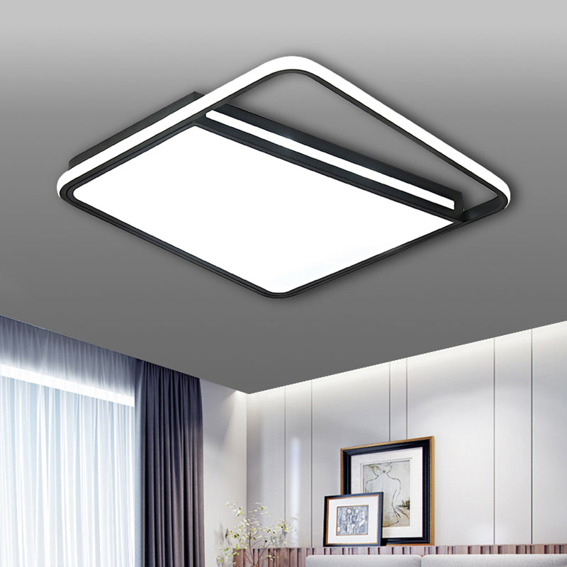 Acrylic Square Shade Flush Mount Light Modern Stylish Warm/White Lighting LED Bedroom Ceiling Light Fixture in Black Clearhalo 'Ceiling Lights' 'Close To Ceiling Lights' 'Close to ceiling' 'Flush mount' Lighting' 600605