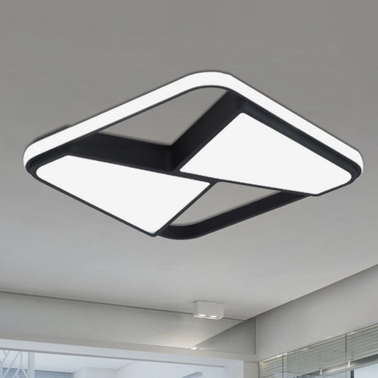 LED Squared Ceiling Mounted Light Nordic Style Black/White Acrylic Flush Pendant Light in Warm/White Lighting Black Clearhalo 'Ceiling Lights' 'Close To Ceiling Lights' 'Close to ceiling' 'Flush mount' Lighting' 600617