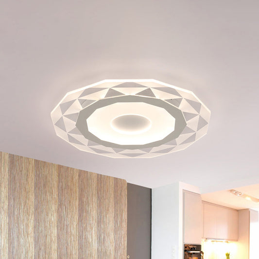 16.5"/20.5"/24.5" Wide LED Living Room Flush Mount Light with Diamond-Shaped Acrylic Shade White Ceiling Lamp in Warm/White Light Clearhalo 'Ceiling Lights' 'Close To Ceiling Lights' 'Close to ceiling' 'Flush mount' Lighting' 600635