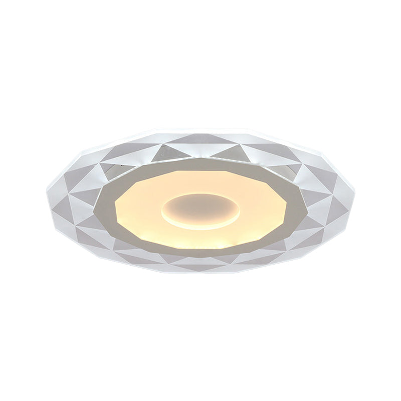 16.5"/20.5"/24.5" Wide LED Living Room Flush Mount Light with Diamond-Shaped Acrylic Shade White Ceiling Lamp in Warm/White Light Clearhalo 'Ceiling Lights' 'Close To Ceiling Lights' 'Close to ceiling' 'Flush mount' Lighting' 600637