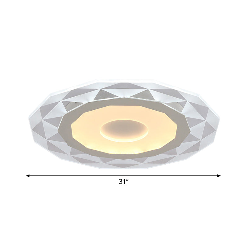 16.5"/20.5"/24.5" Wide LED Living Room Flush Mount Light with Diamond-Shaped Acrylic Shade White Ceiling Lamp in Warm/White Light Clearhalo 'Ceiling Lights' 'Close To Ceiling Lights' 'Close to ceiling' 'Flush mount' Lighting' 600641