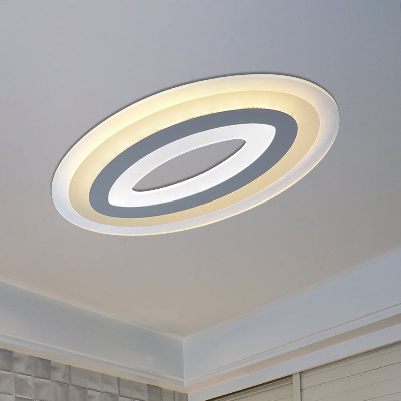 Acrylic Oval Ceiling Light Fixture Modern LED Flush Mount Lamp in Warm/White, 23"/27"/34.5" Wide Clearhalo 'Ceiling Lights' 'Close To Ceiling Lights' 'Close to ceiling' 'Flush mount' Lighting' 600711