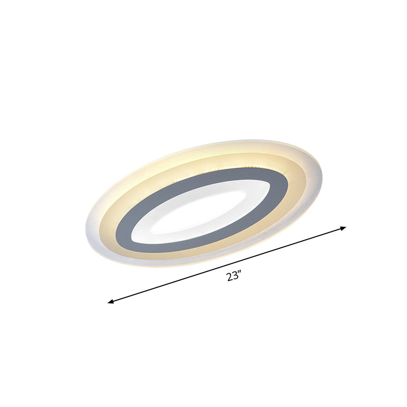 Acrylic Oval Ceiling Light Fixture Modern LED Flush Mount Lamp in Warm/White, 23"/27"/34.5" Wide Clearhalo 'Ceiling Lights' 'Close To Ceiling Lights' 'Close to ceiling' 'Flush mount' Lighting' 600714